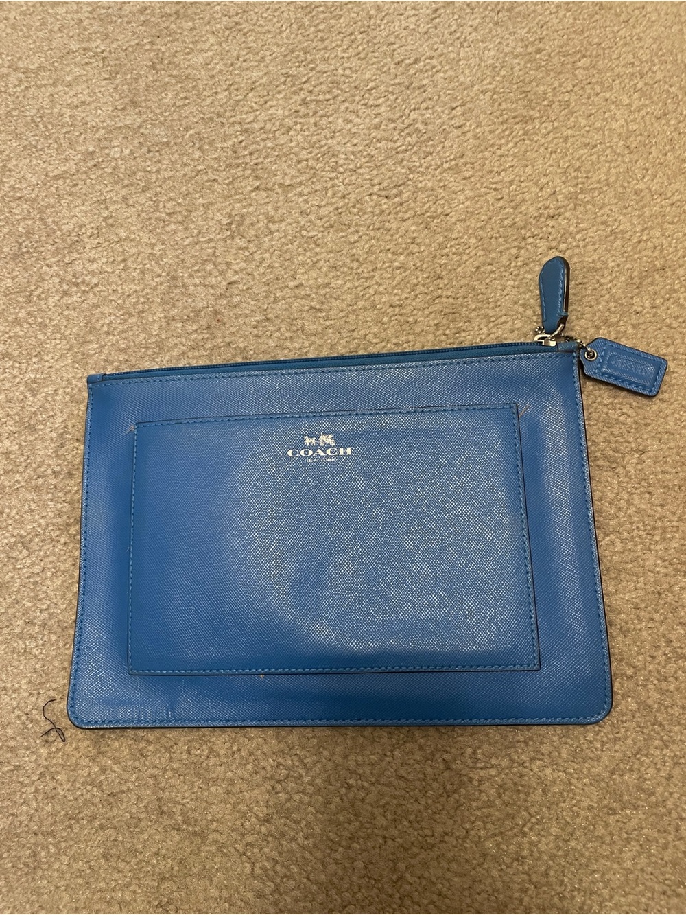 Coach blue leather Darcy pouch clutch bag medium